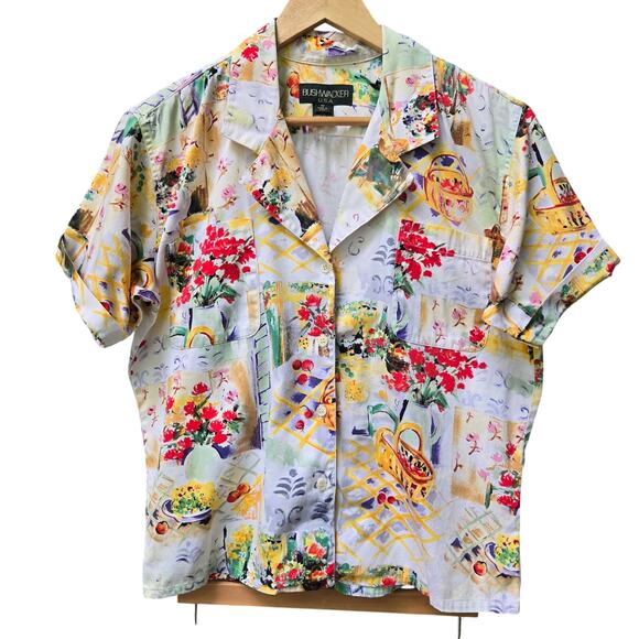 Bushwacker Women Vintage Cottage Floral 2 Pc High Waist Short Set M Made in USA - Picture 5 of 15